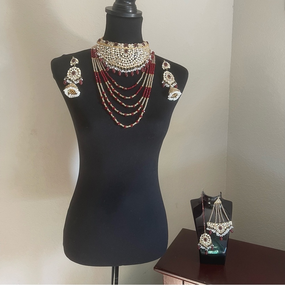 Indian Bollywood Style Gold Plated Wedding Fashion Bridal Jewelry Necklace Set